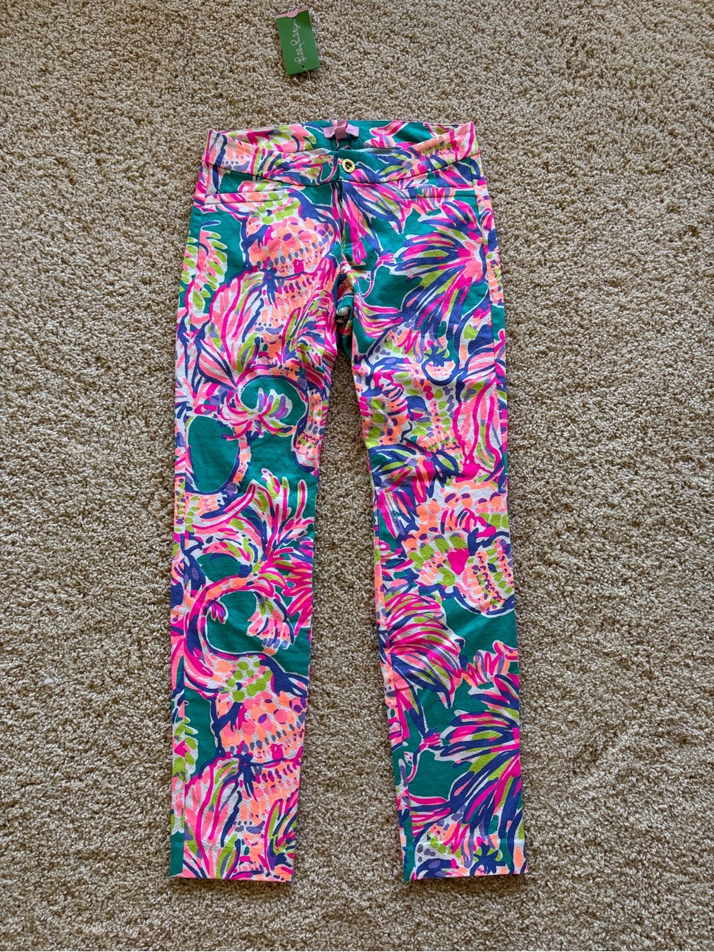 NWT Lilly Pulitzer Agate Green Safari Sighted Kelly Ankle Pants Size 0